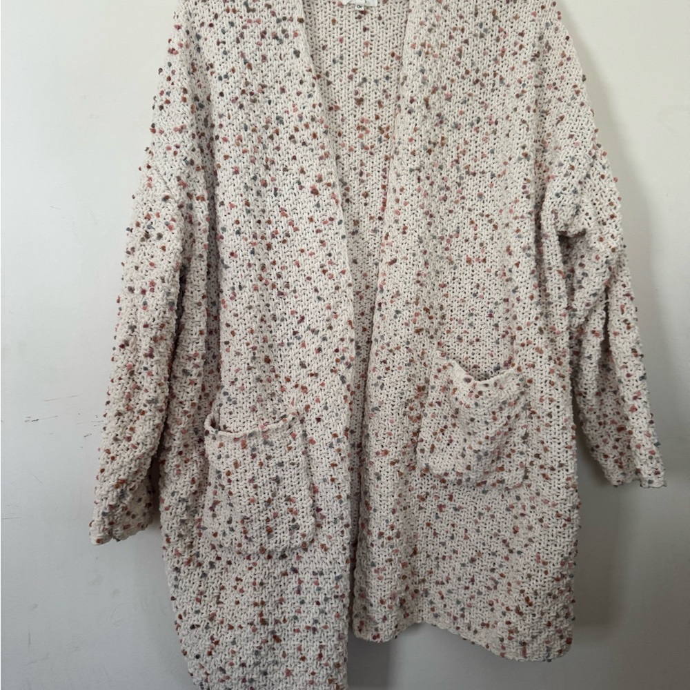 Maurices Cream Knit Sweater with Multicolor Dots 0X